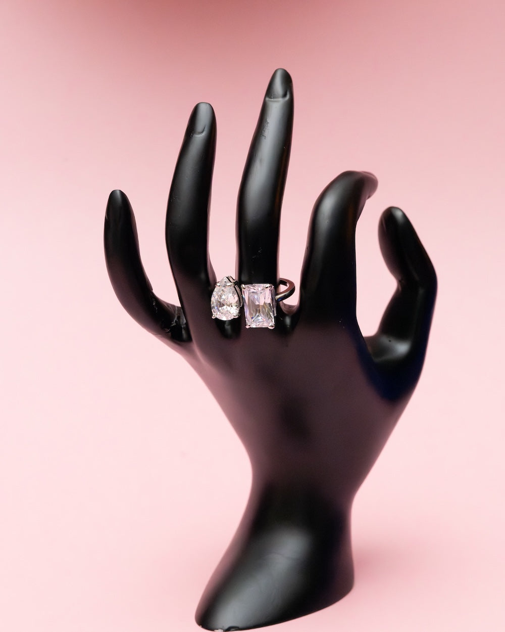 Pear and Emerald Cut Moissanite Ring