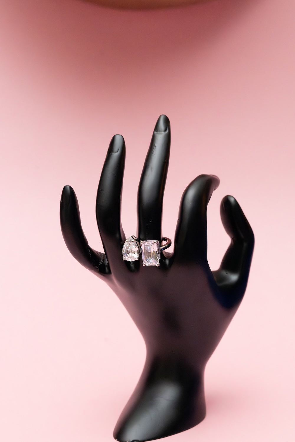 Pear and Emerald Cut Moissanite Ring