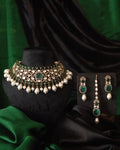 Emerald & Moissanite Pearl Collar Set