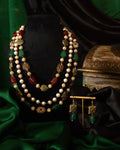 Rajvanshi Pearl & Emerald Layered Set