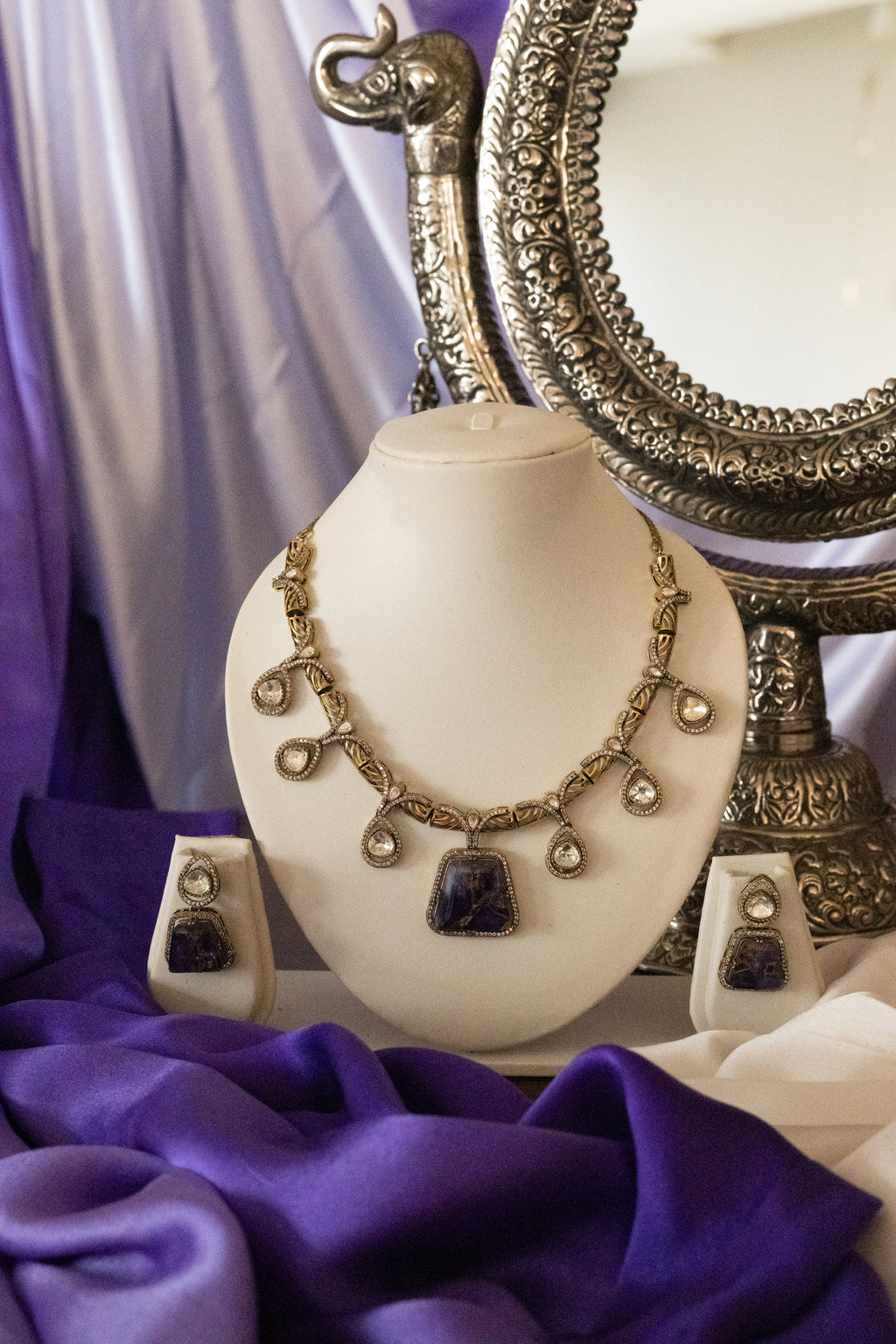 Royal Amethyst Drop Necklace Set