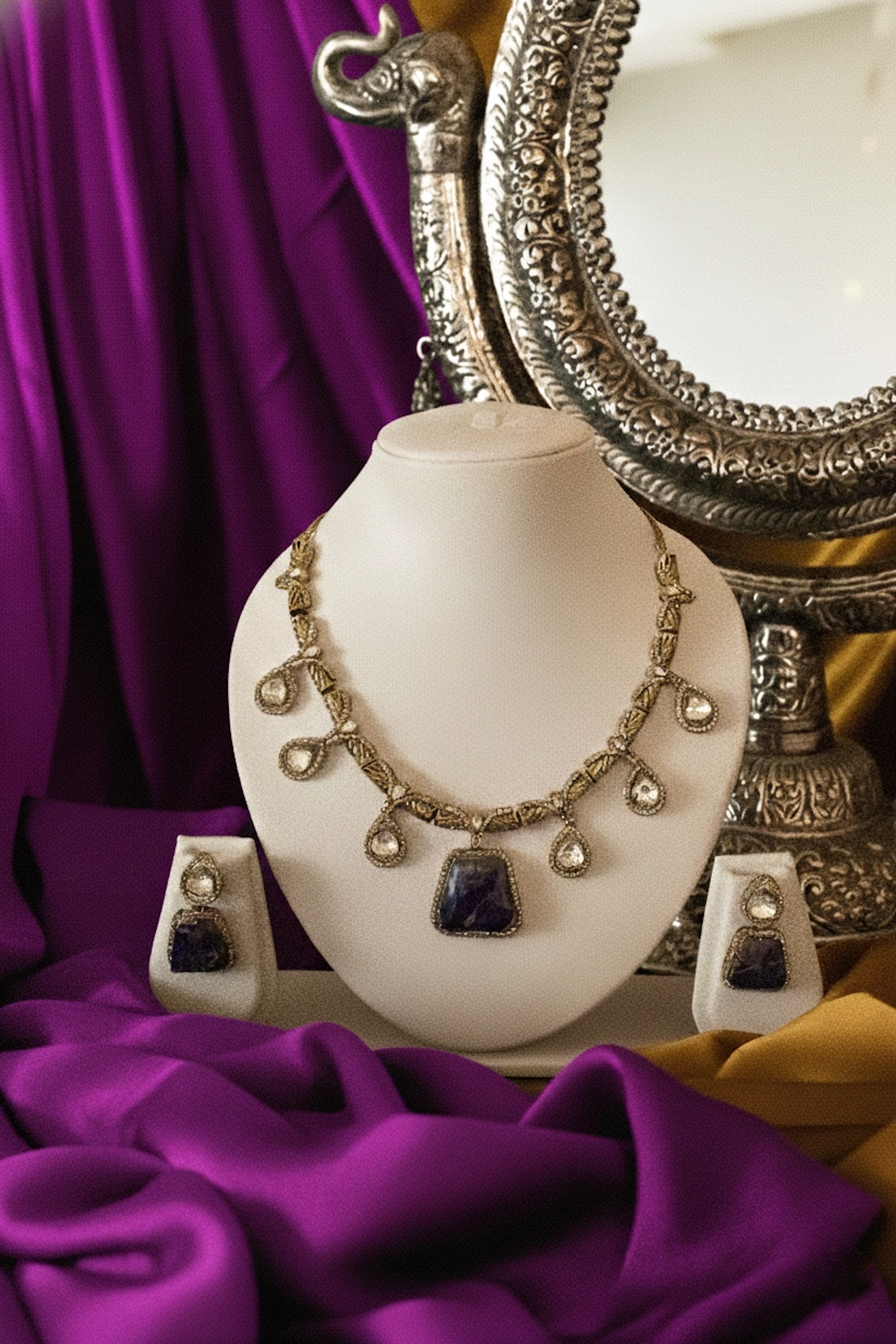 Royal Amethyst Drop Necklace Set