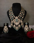 Victorian Moissanite & Aqua Green Necklace Set