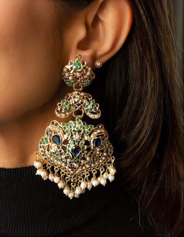 Jadau Pearl Chandelier Earrings
