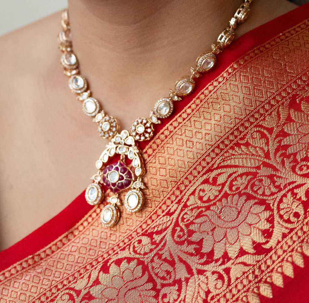 Rajkumari Ruby Pendant Set