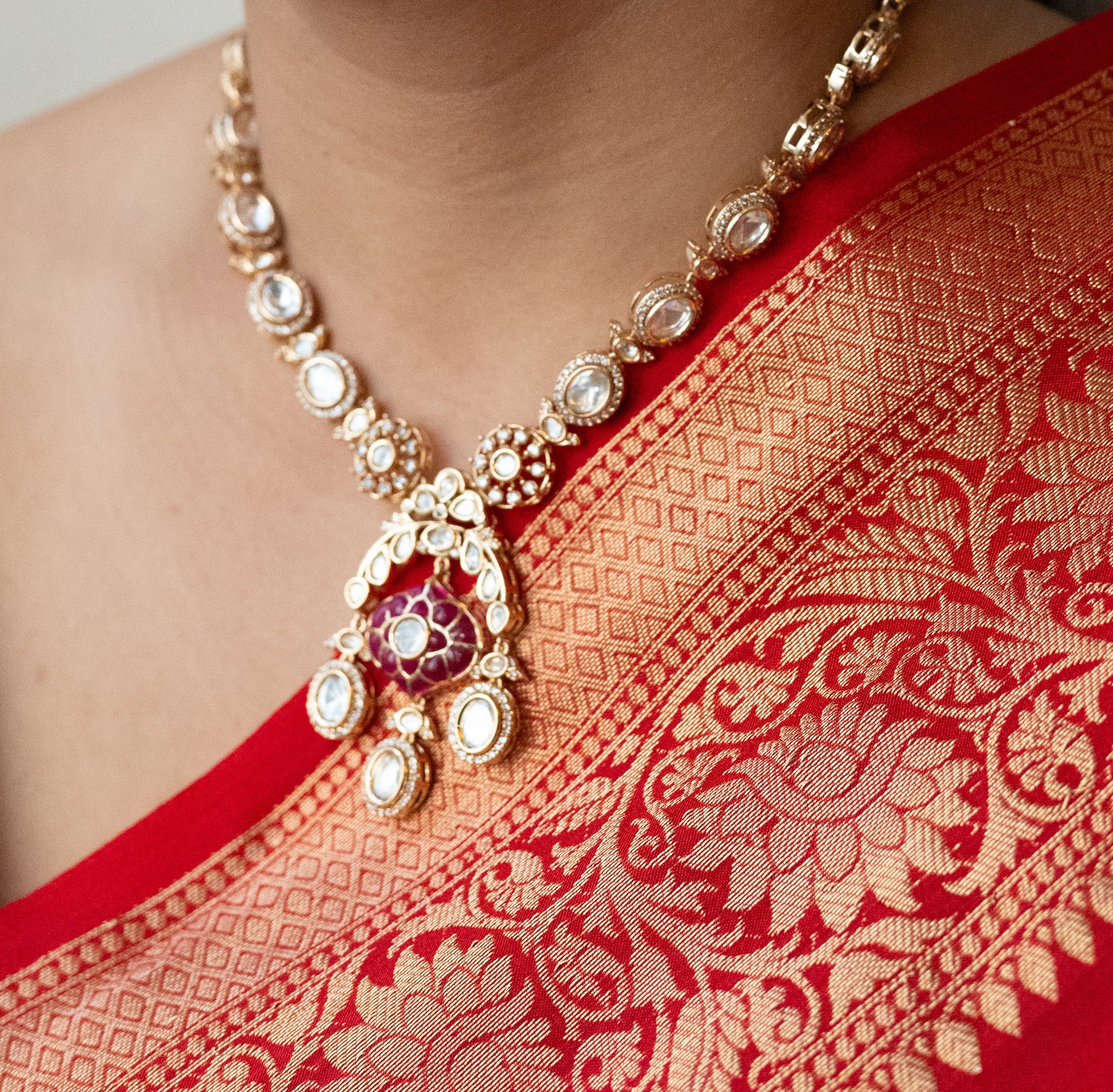 Rajkumari Ruby Pendant Set