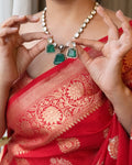 Polki & Emerald Pendant Necklace Set
