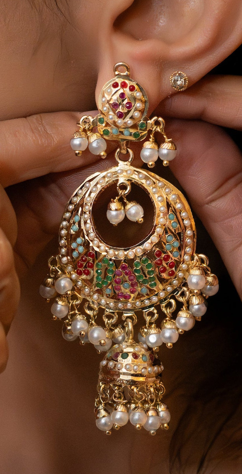 Rang Mahal Chandbali Jhumka Earrings