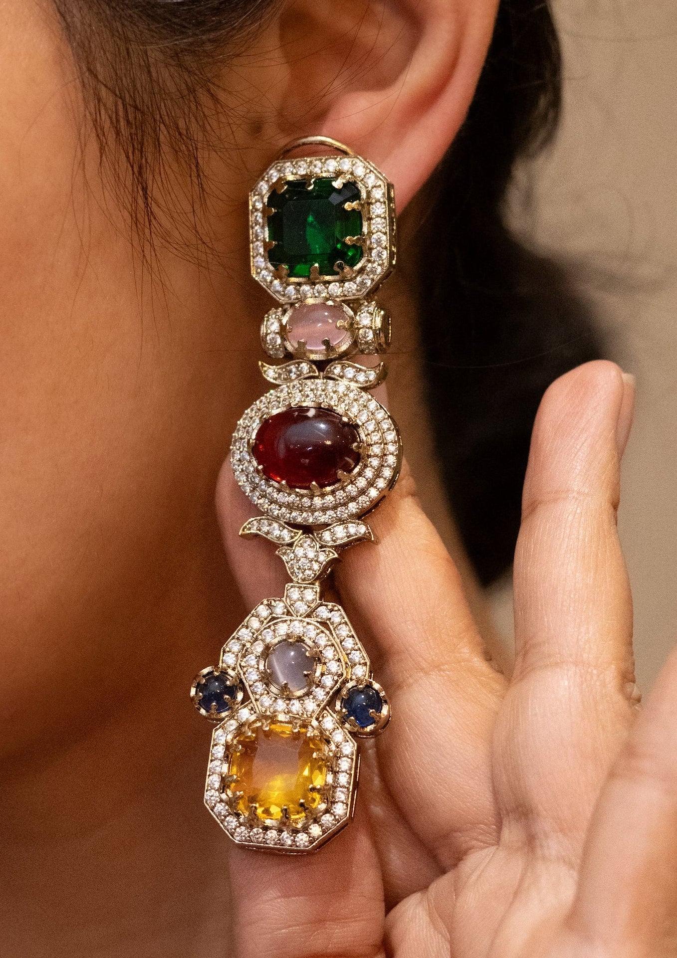 Navratna Royale Cascade Earrings