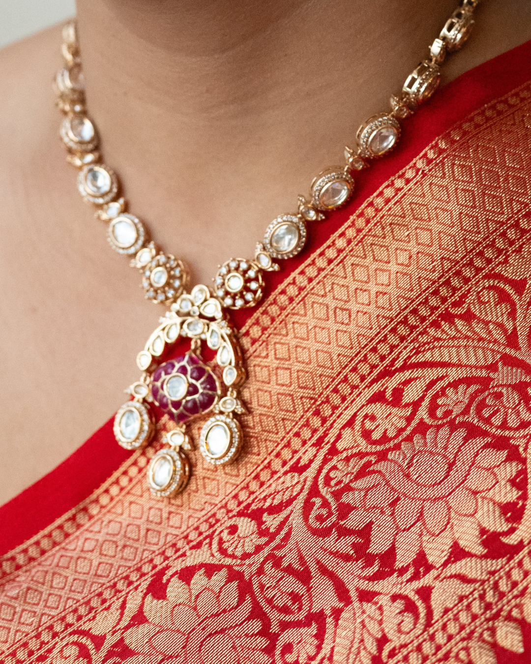 Rajkumari Ruby Pendant Set