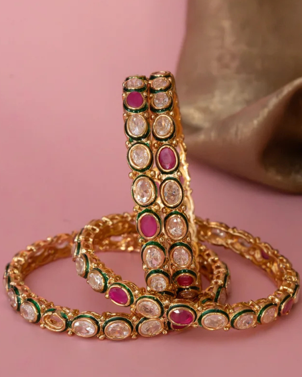 Meher Enamel Ruby Crystal Bangle