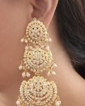 Layered Pearl Jadau Danglers with Maang Tikka