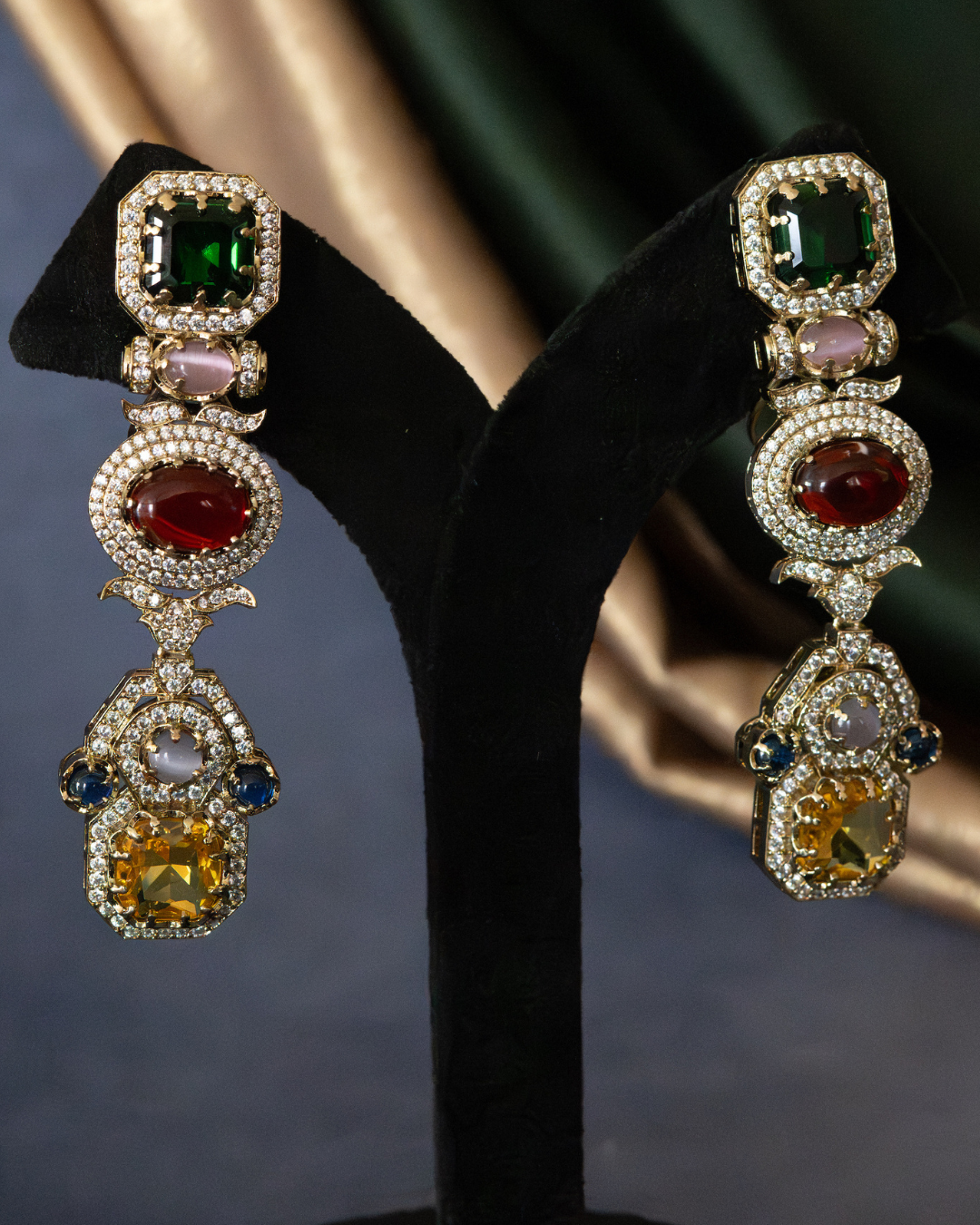 Navratna Royale Cascade Earrings