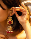 Ornate Ruby Jhumka Earrings
