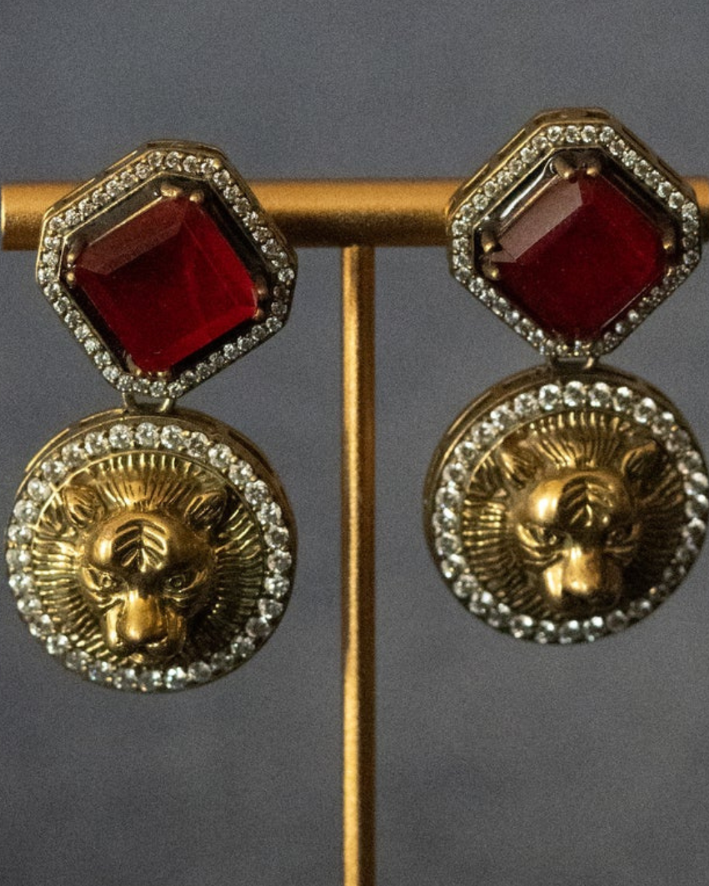 Simha Shakti Ruby Stud Drops
