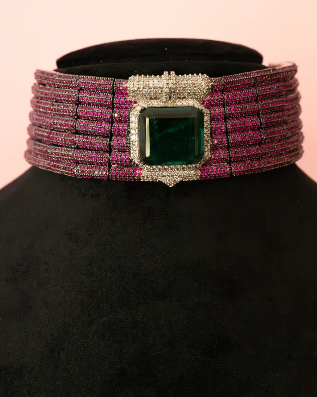 Maharani Ruby Emerald Choker Set