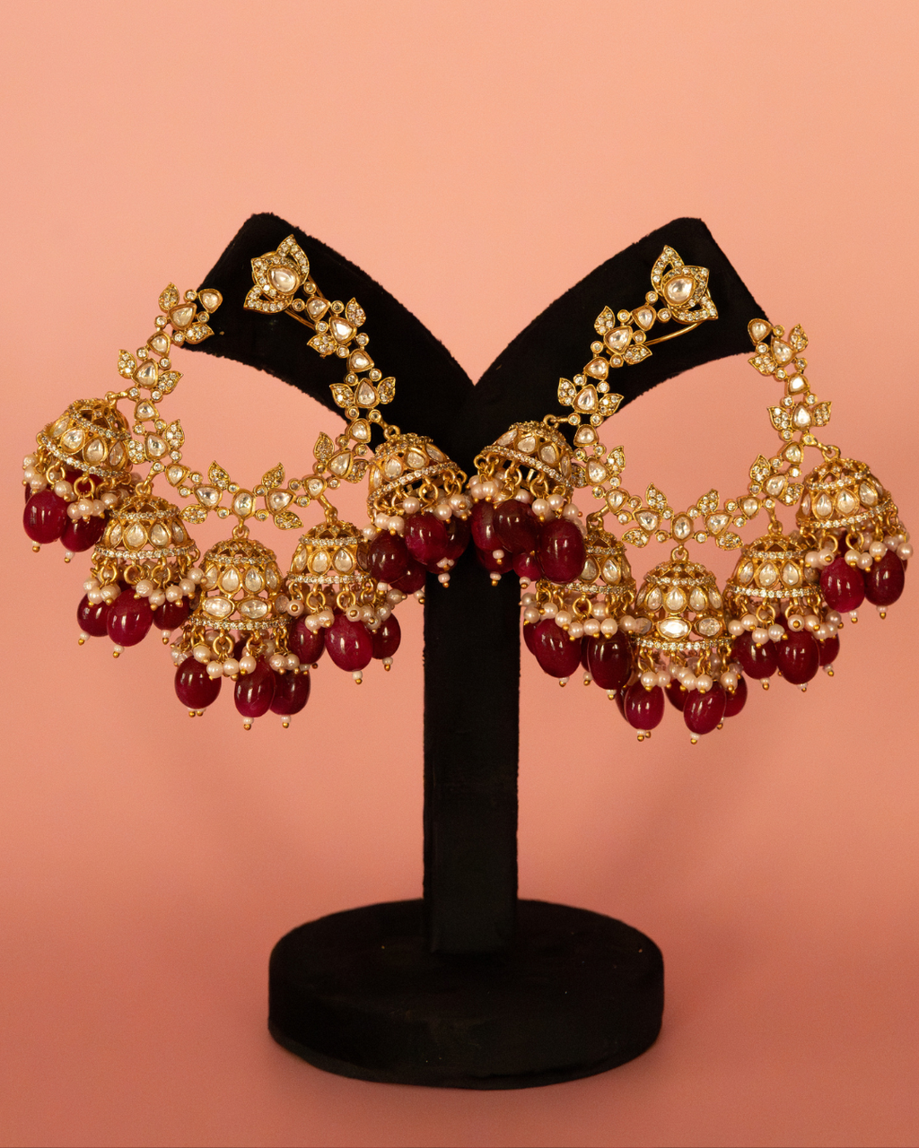 Regal Pearl Halo Chandbali Earrings