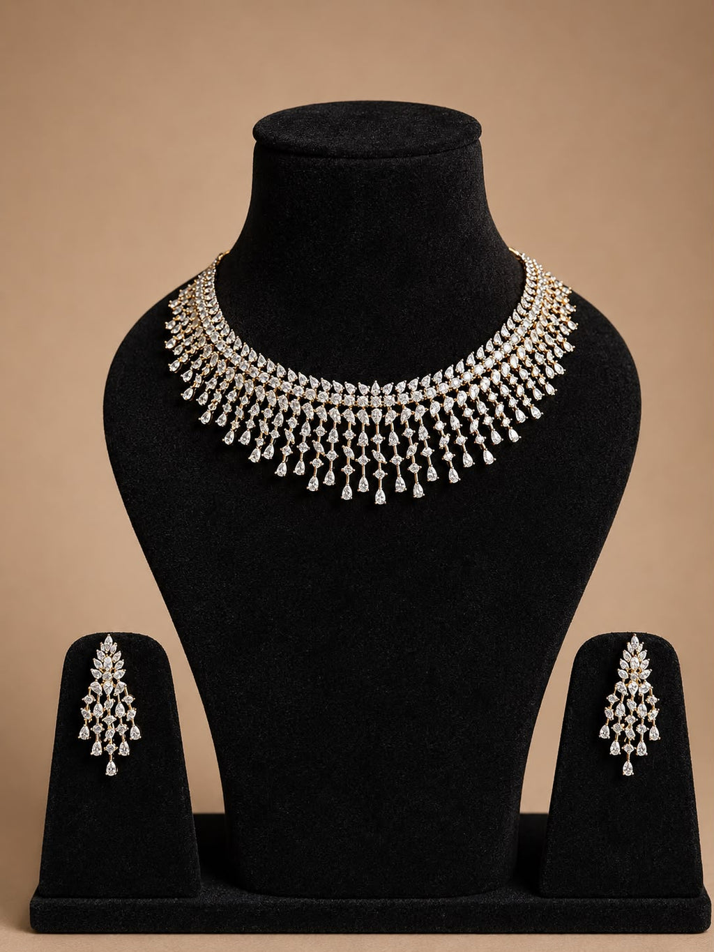 Gold Diamond Drape Necklace Set