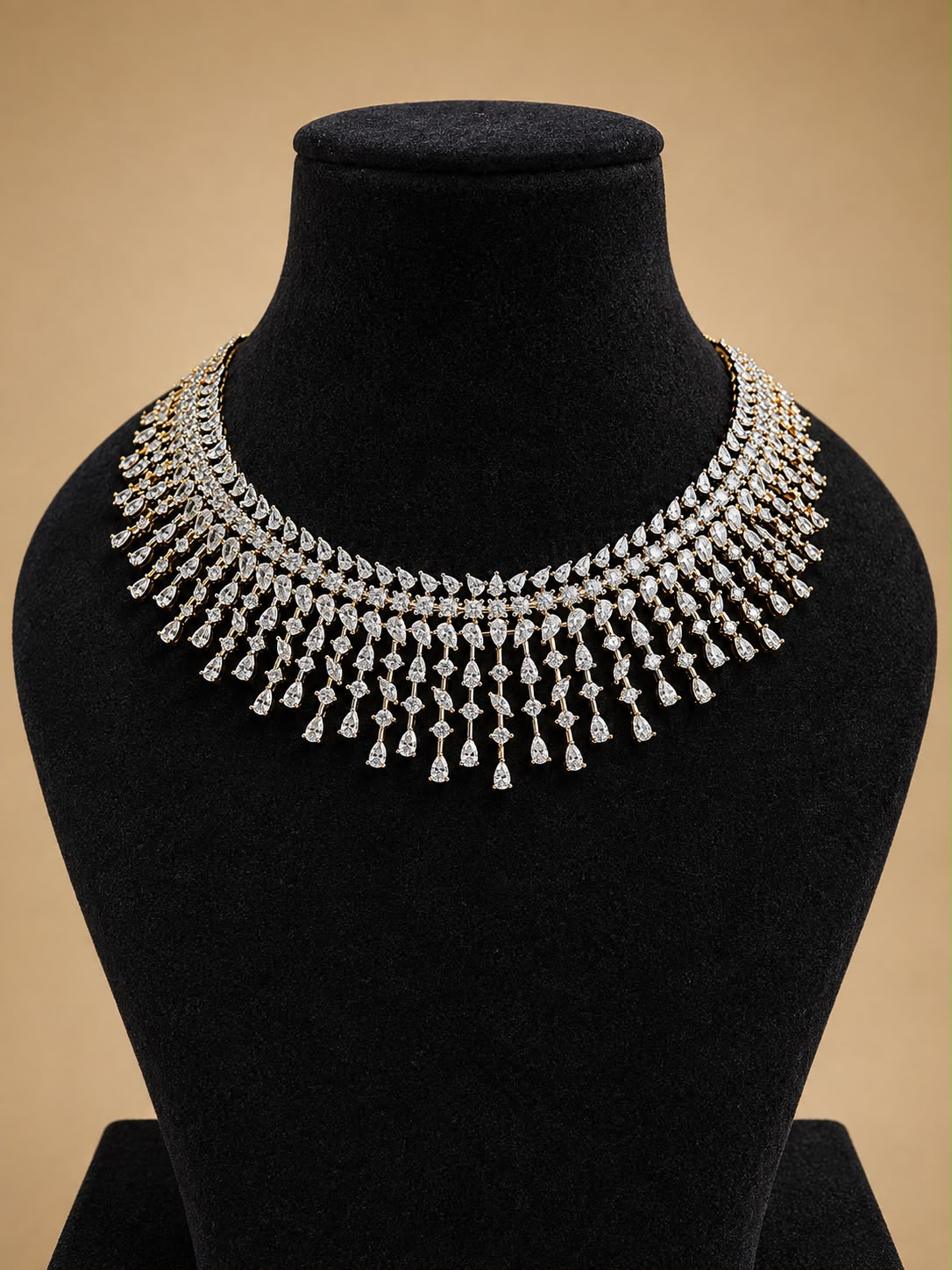 Gold Diamond Drape Necklace Set