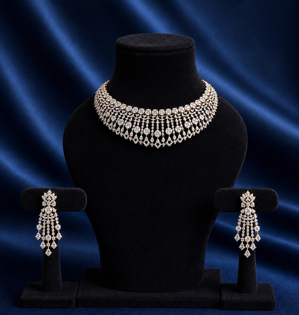 Golden Cascade Diamond Necklace Set