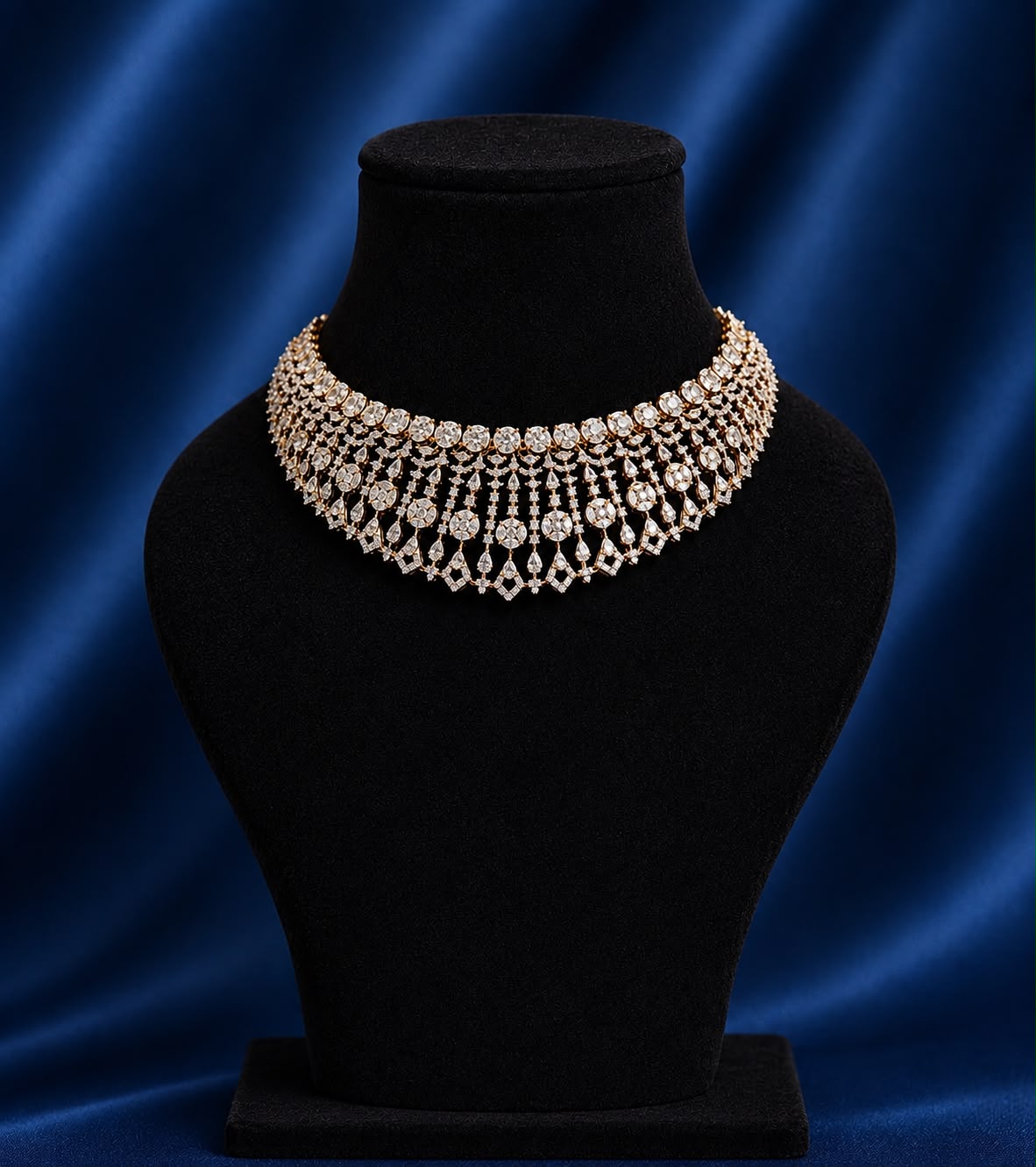 Golden Cascade Diamond Necklace Set