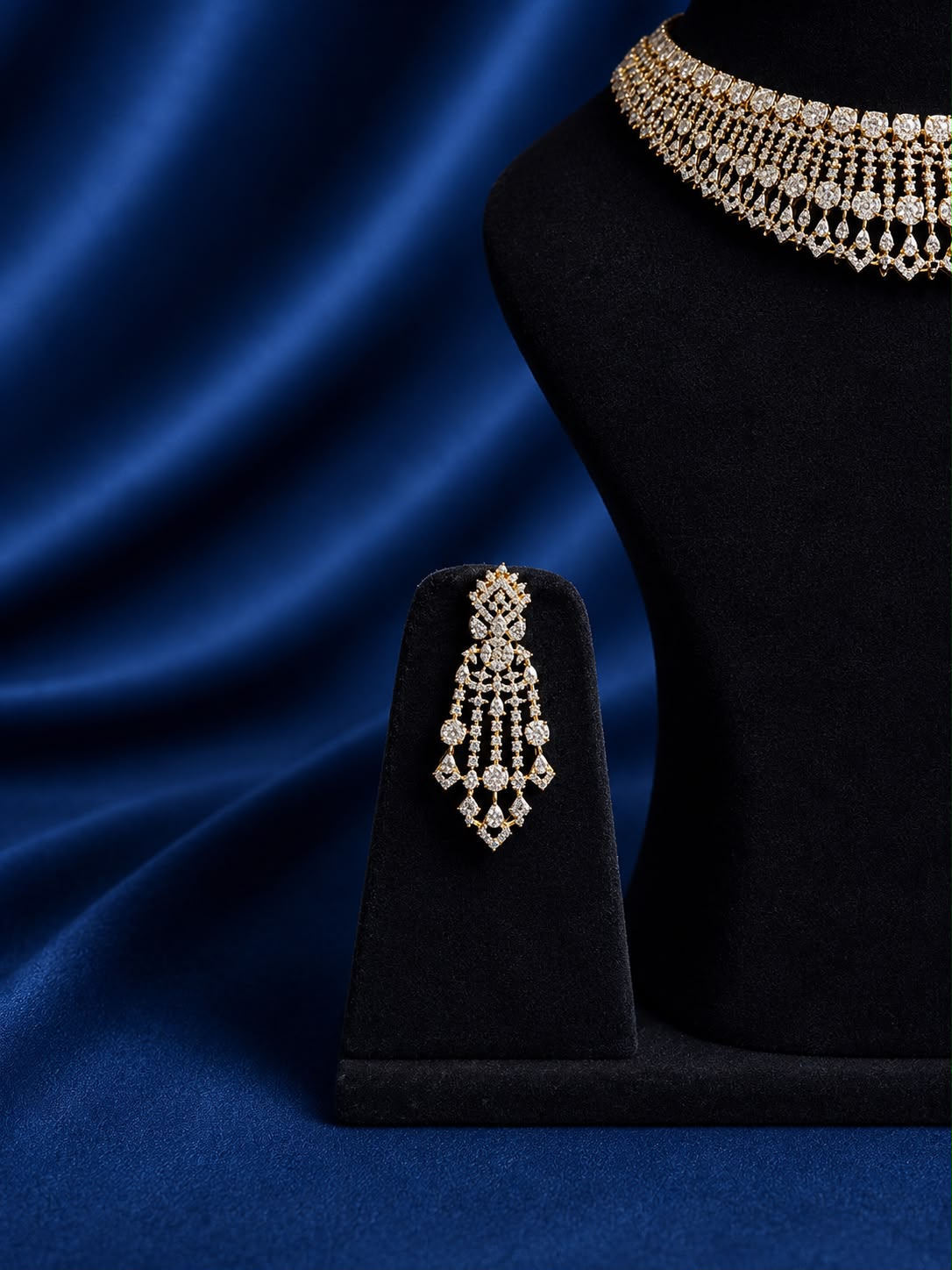 Golden Cascade Diamond Necklace Set