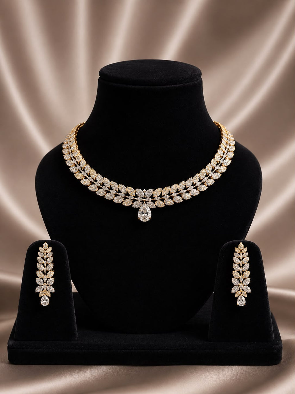 Dual Tone Diamond Symphony Necklace Set