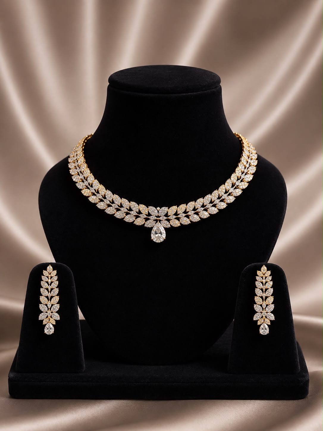Dual Tone Diamond Symphony Necklace Set
