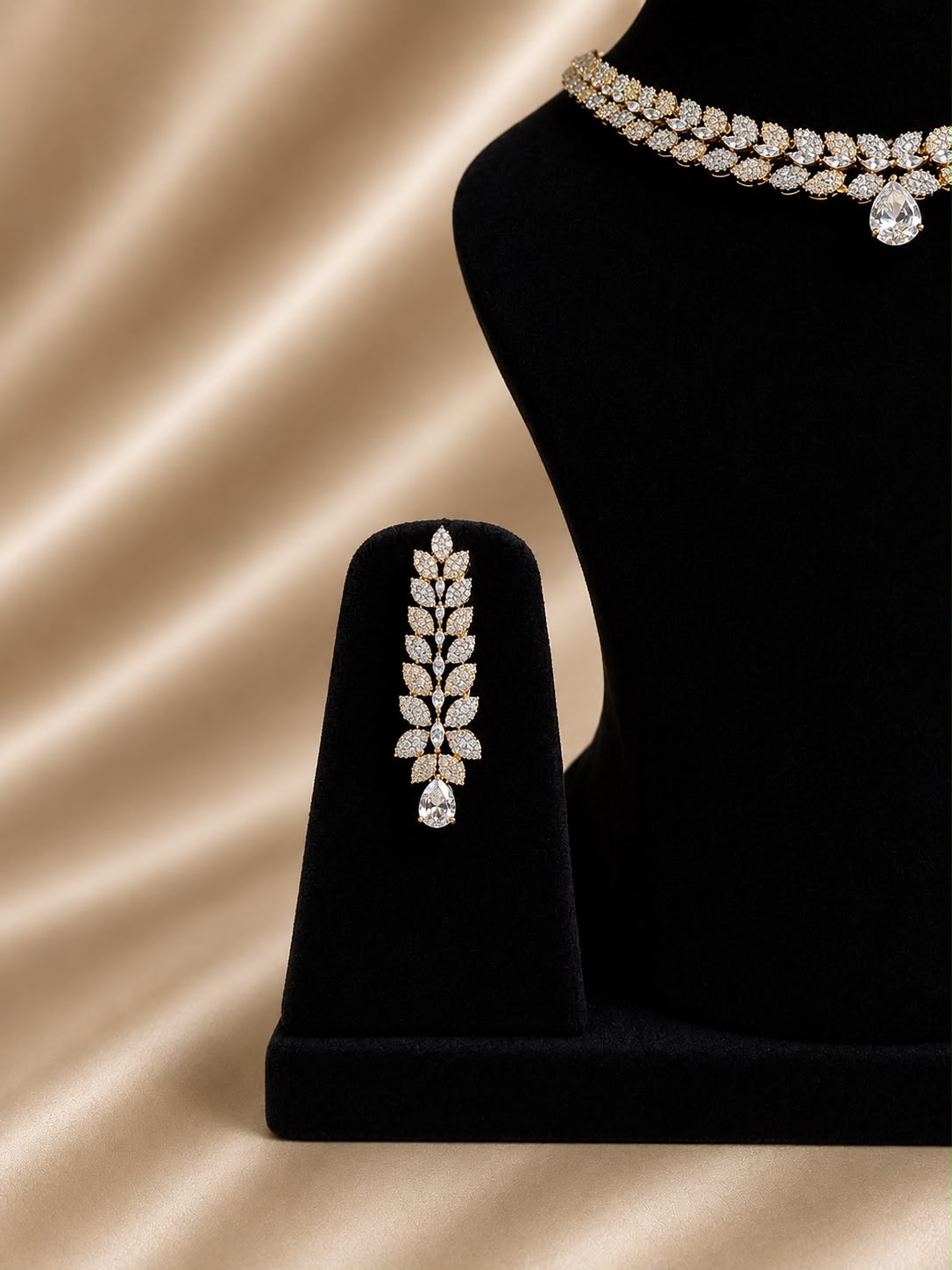 Dual Tone Diamond Symphony Necklace Set