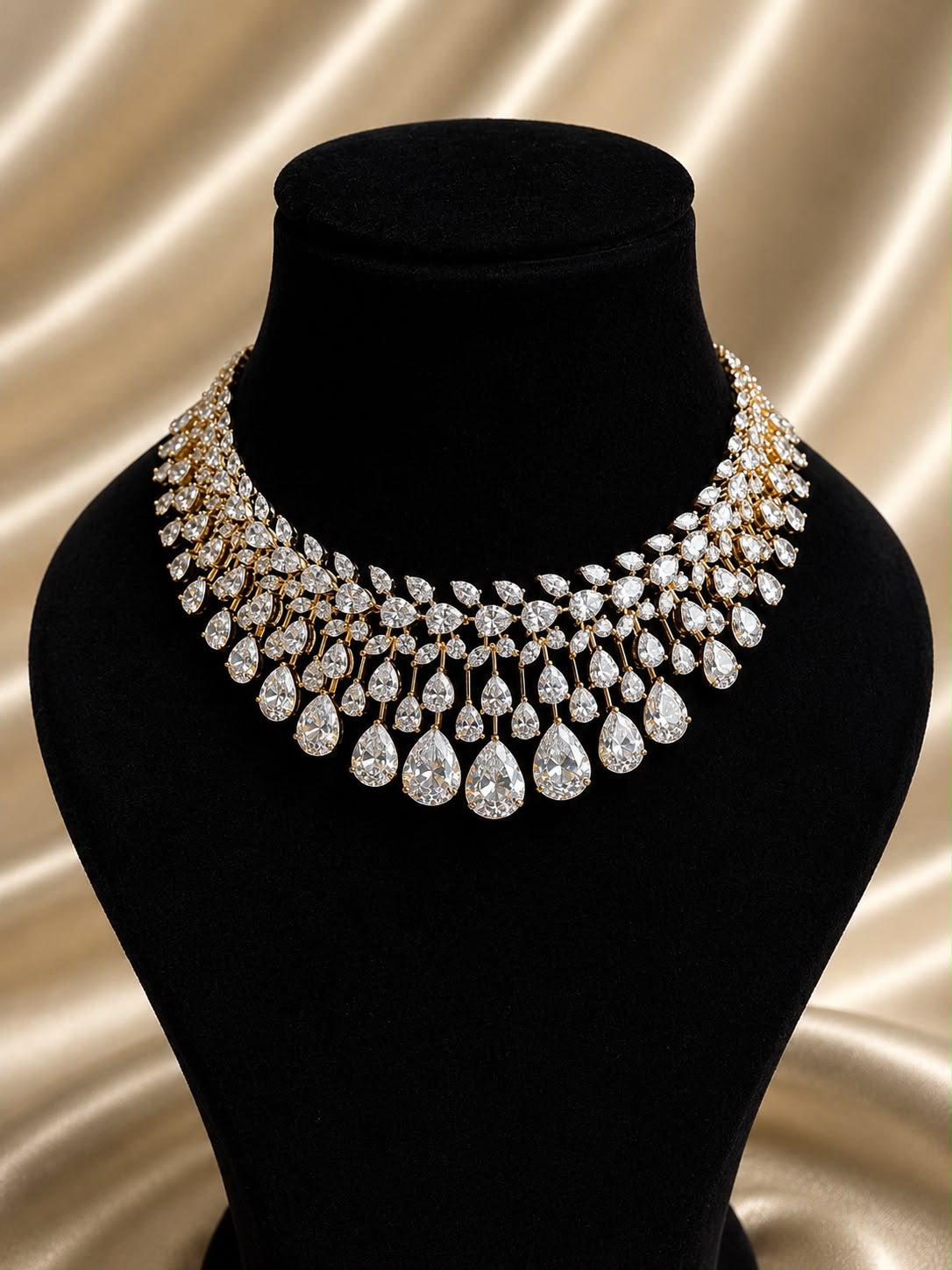 Gold Celestial Dew Drop Diamond Necklace Set