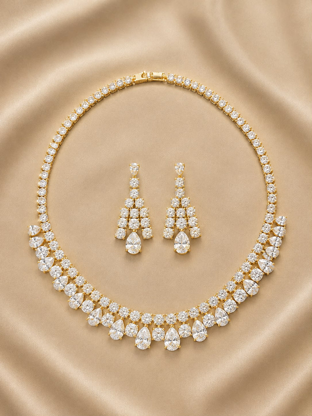 Golden Aurora Teardrop Necklace Set