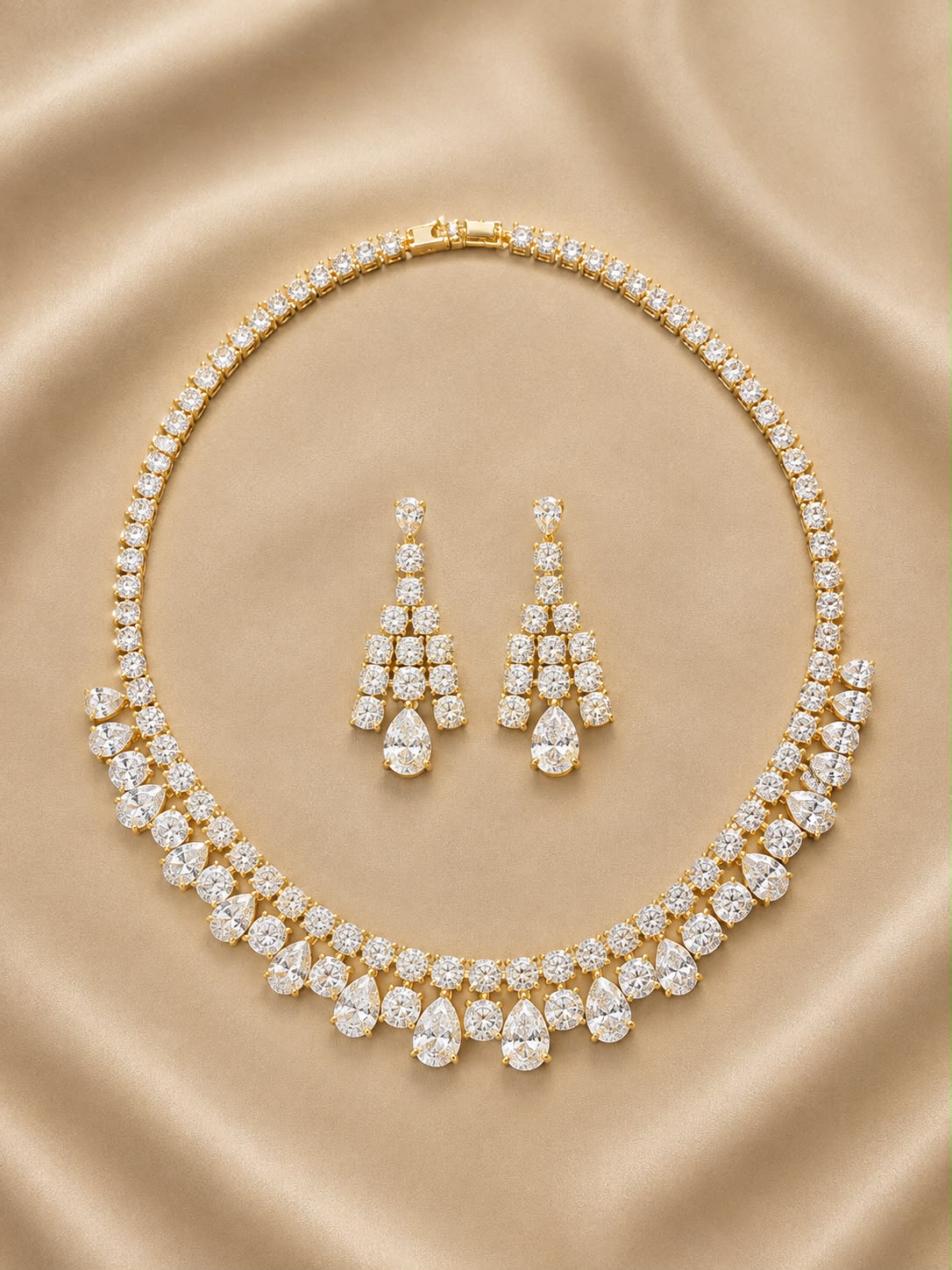 Golden Aurora Teardrop Necklace Set