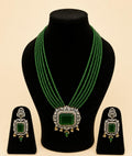 Emerald Gemstone and Moissanite Necklace Set