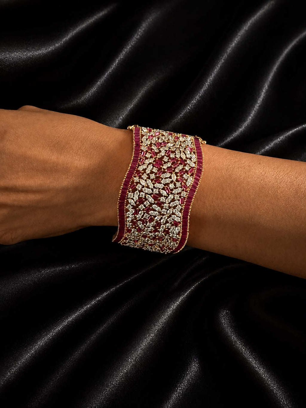 Ruby Diamond Wave Bracelet