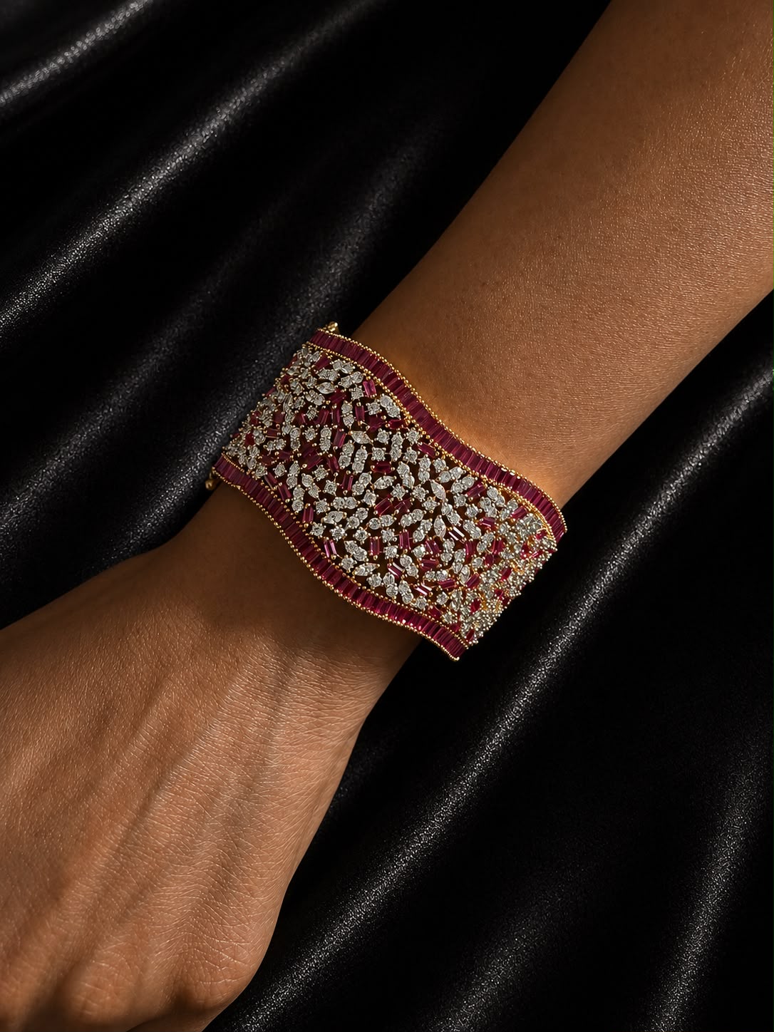 Ruby Diamond Wave Bracelet