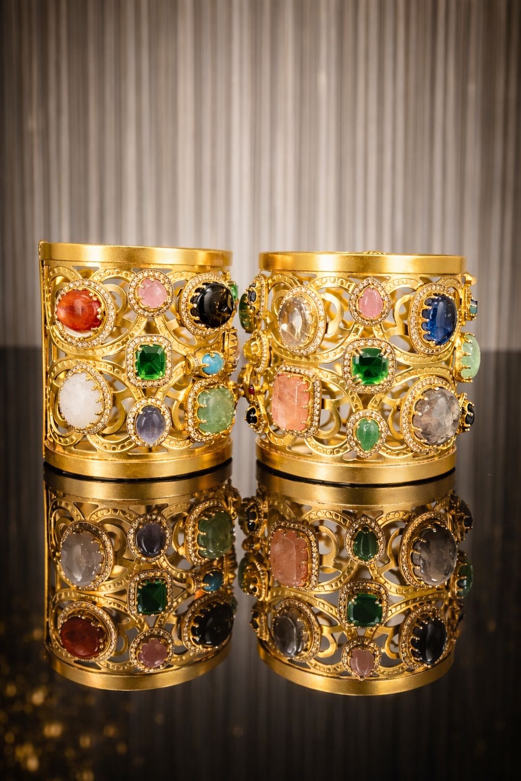 Multicoloured Gemstone Vintage Cuff