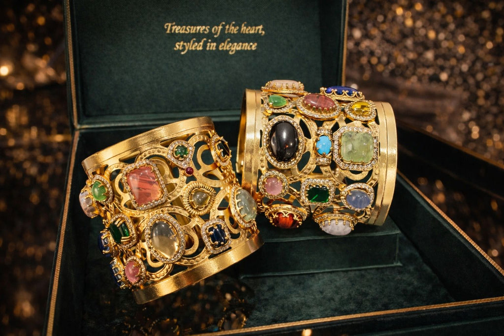 Multicoloured Gemstone Vintage Cuff