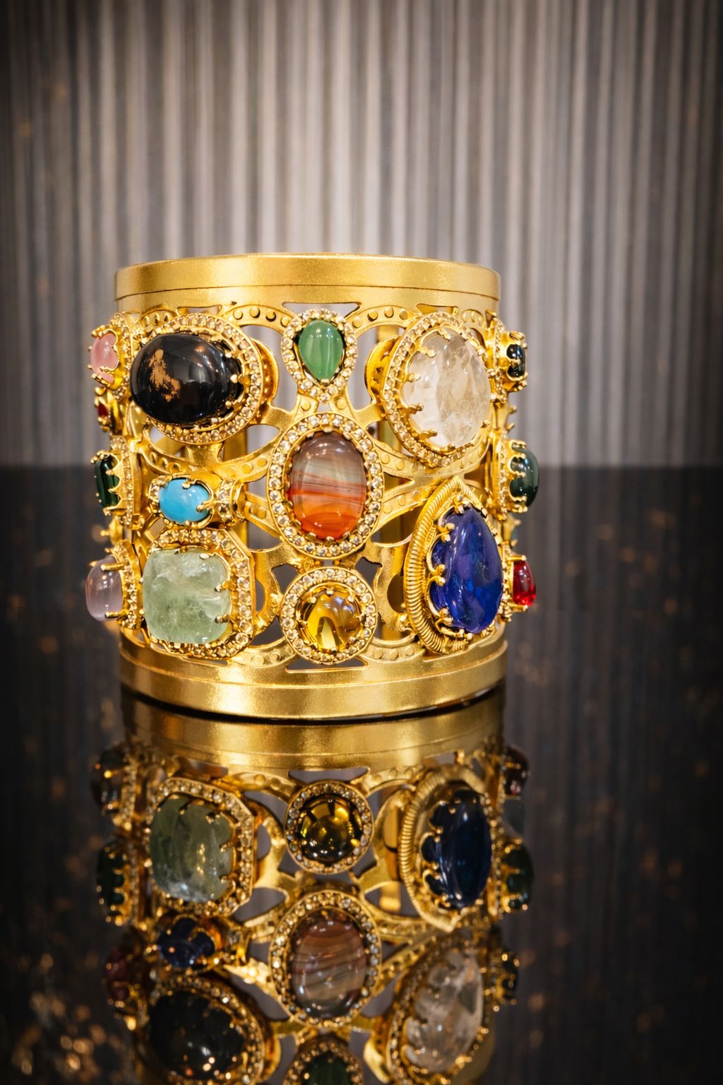 Multicoloured Gemstone Vintage Cuff