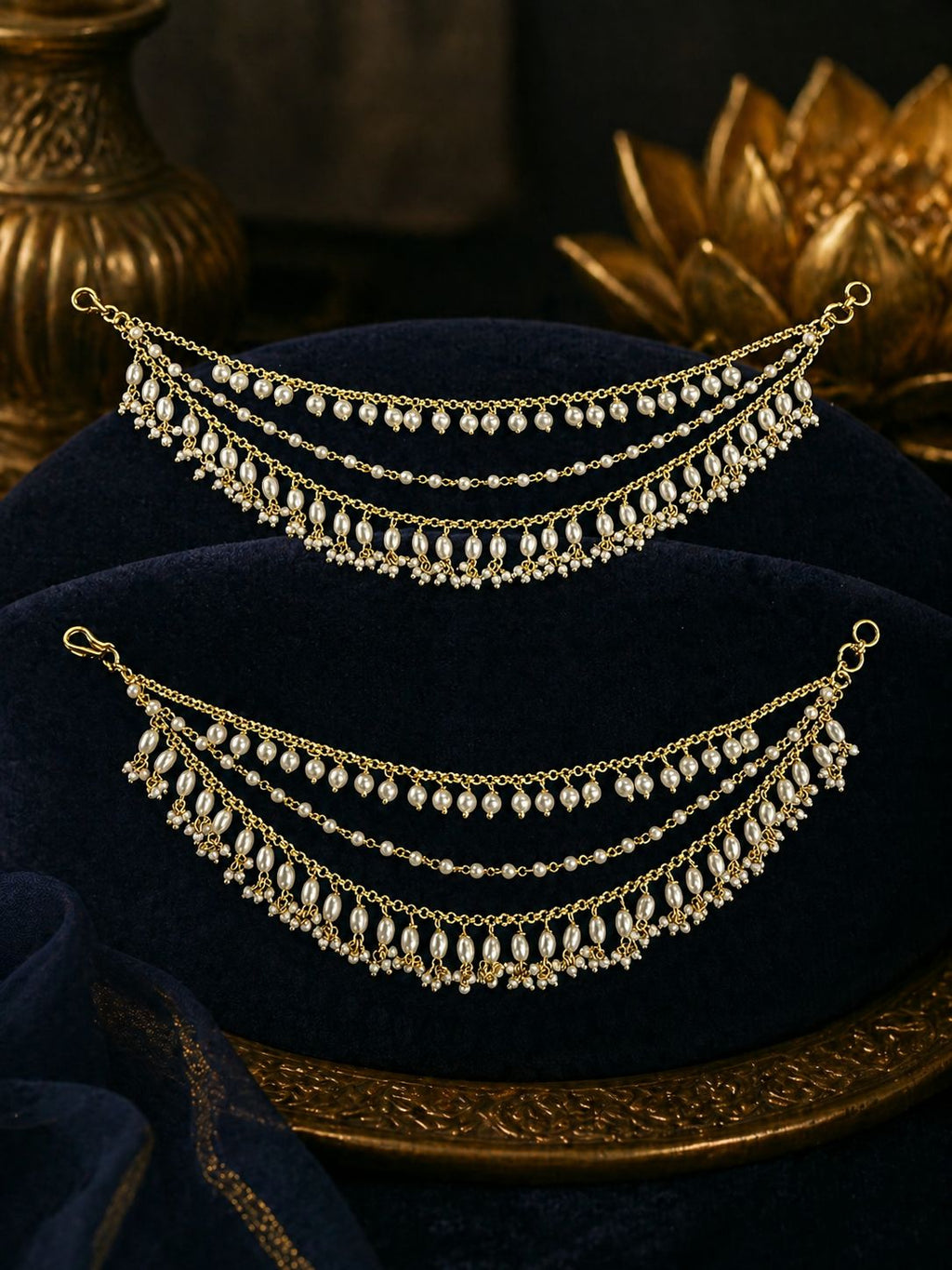 3 Layered White Pearl Kaan chain