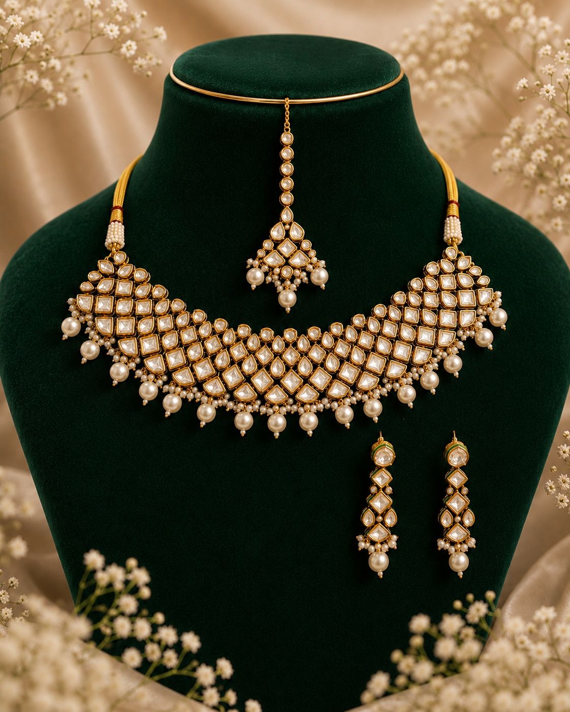 Noor-E-Meher Pure Moissanite Set With Maang Tikka