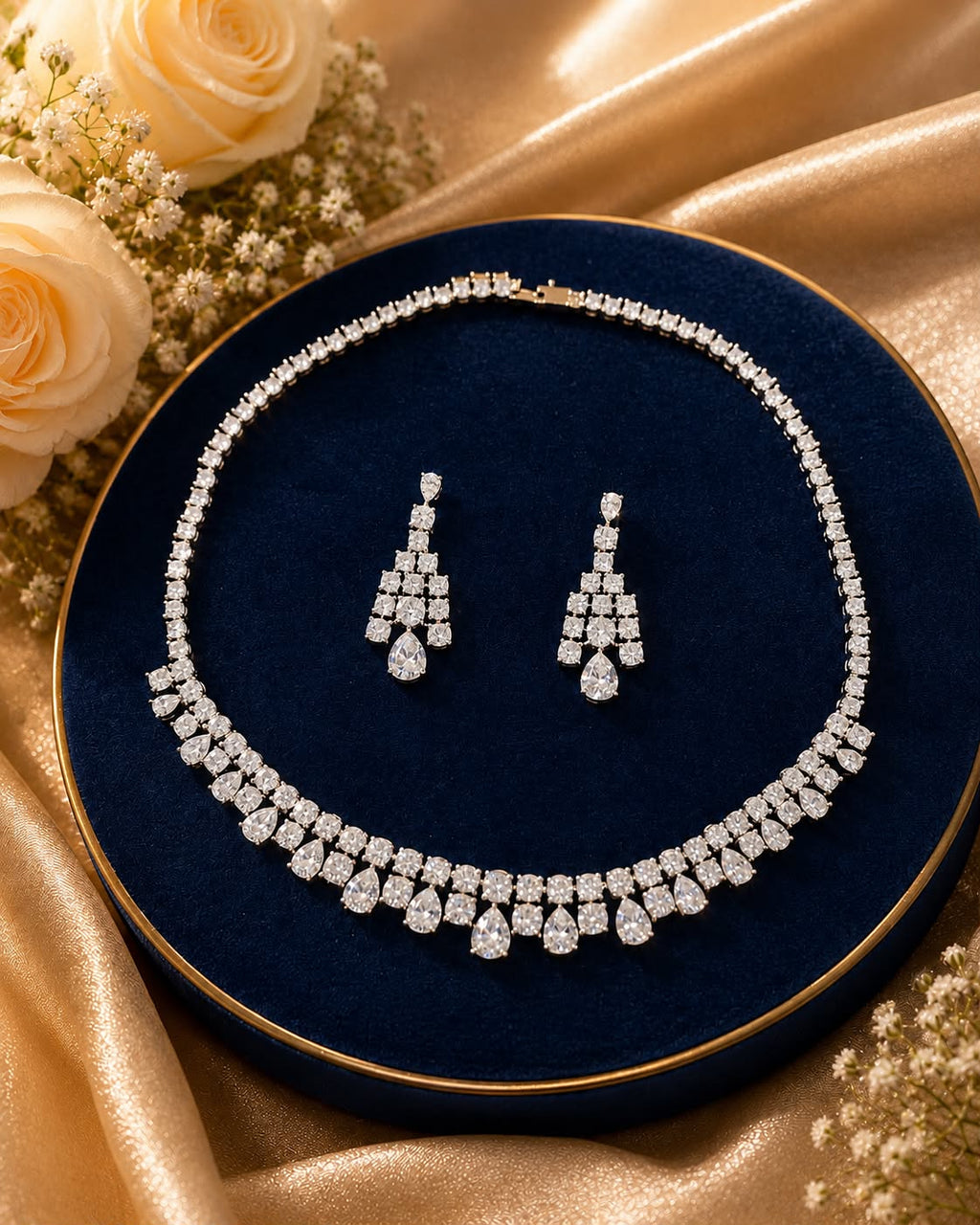 Celeste Teardrop Diamond Necklace Set