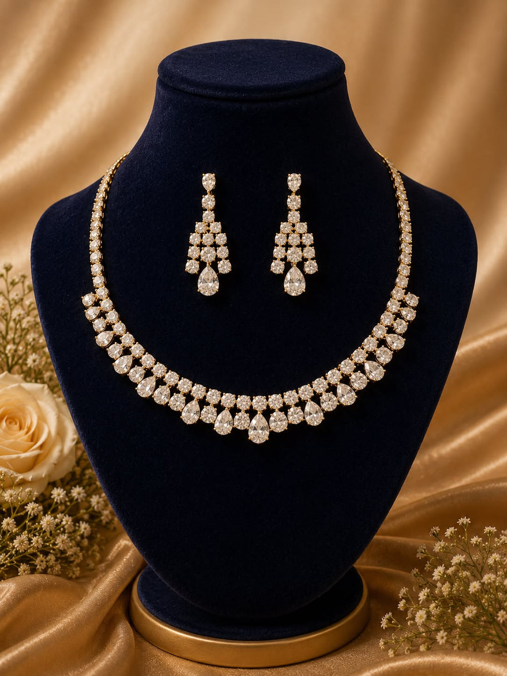 Golden Aurora Teardrop Necklace Set