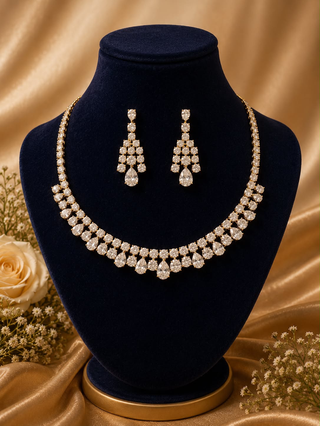 Golden Aurora Teardrop Necklace Set