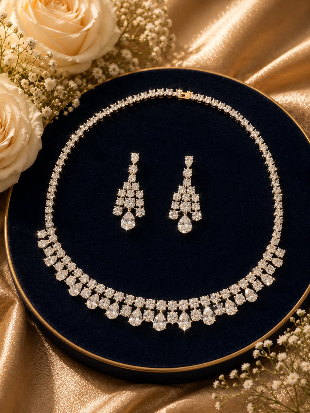 Golden Aurora Teardrop Necklace Set