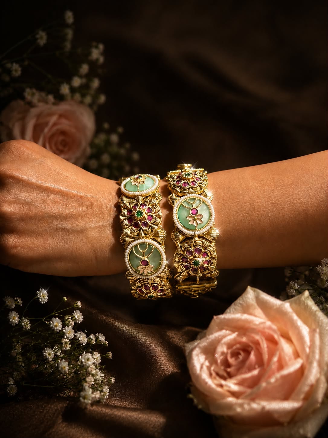Rajwadi Floral Ruby Kadas