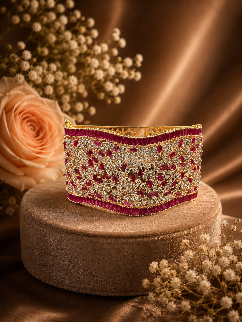 Ruby Diamond Wave Bracelet