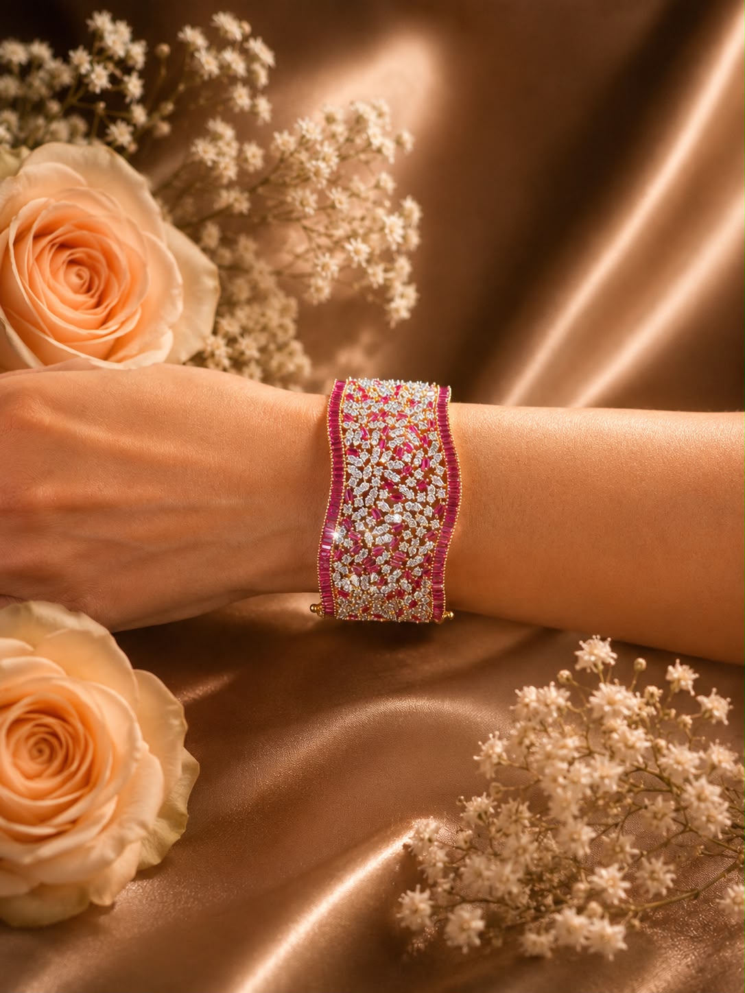 Ruby Diamond Wave Bracelet