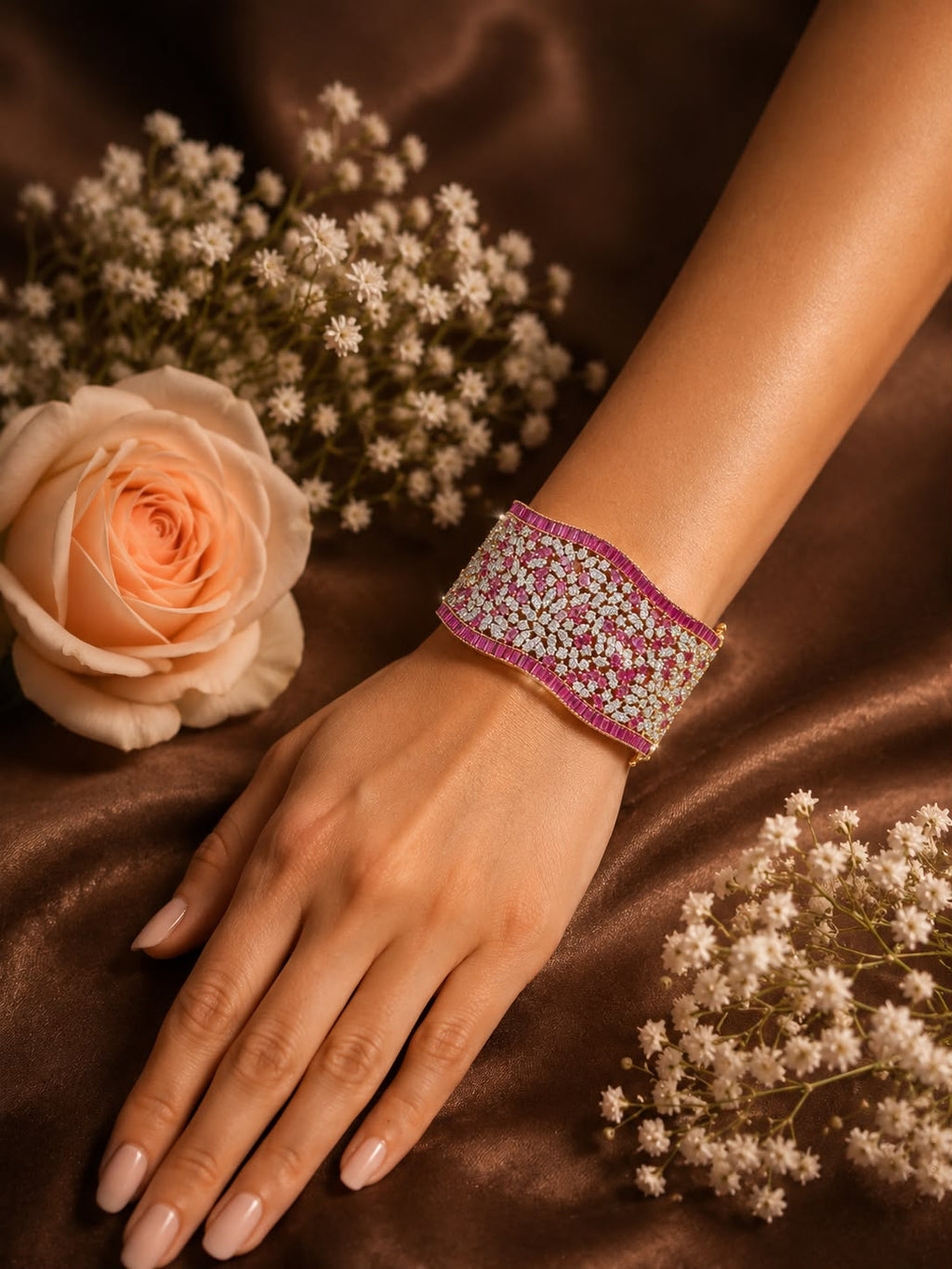 Ruby Diamond Wave Bracelet