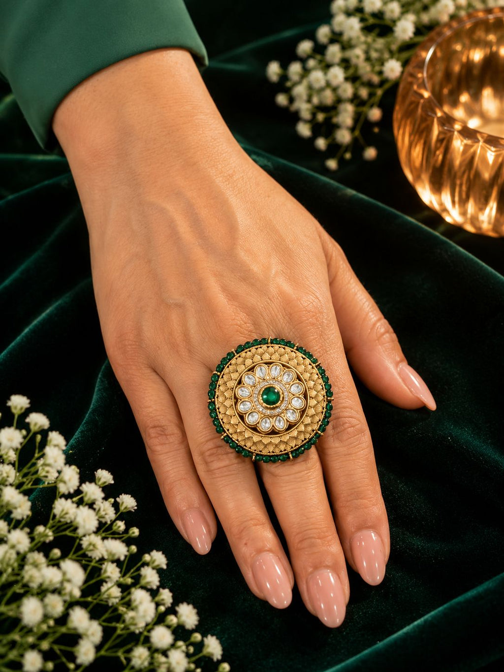 Emerald Maharani Statement Ring
