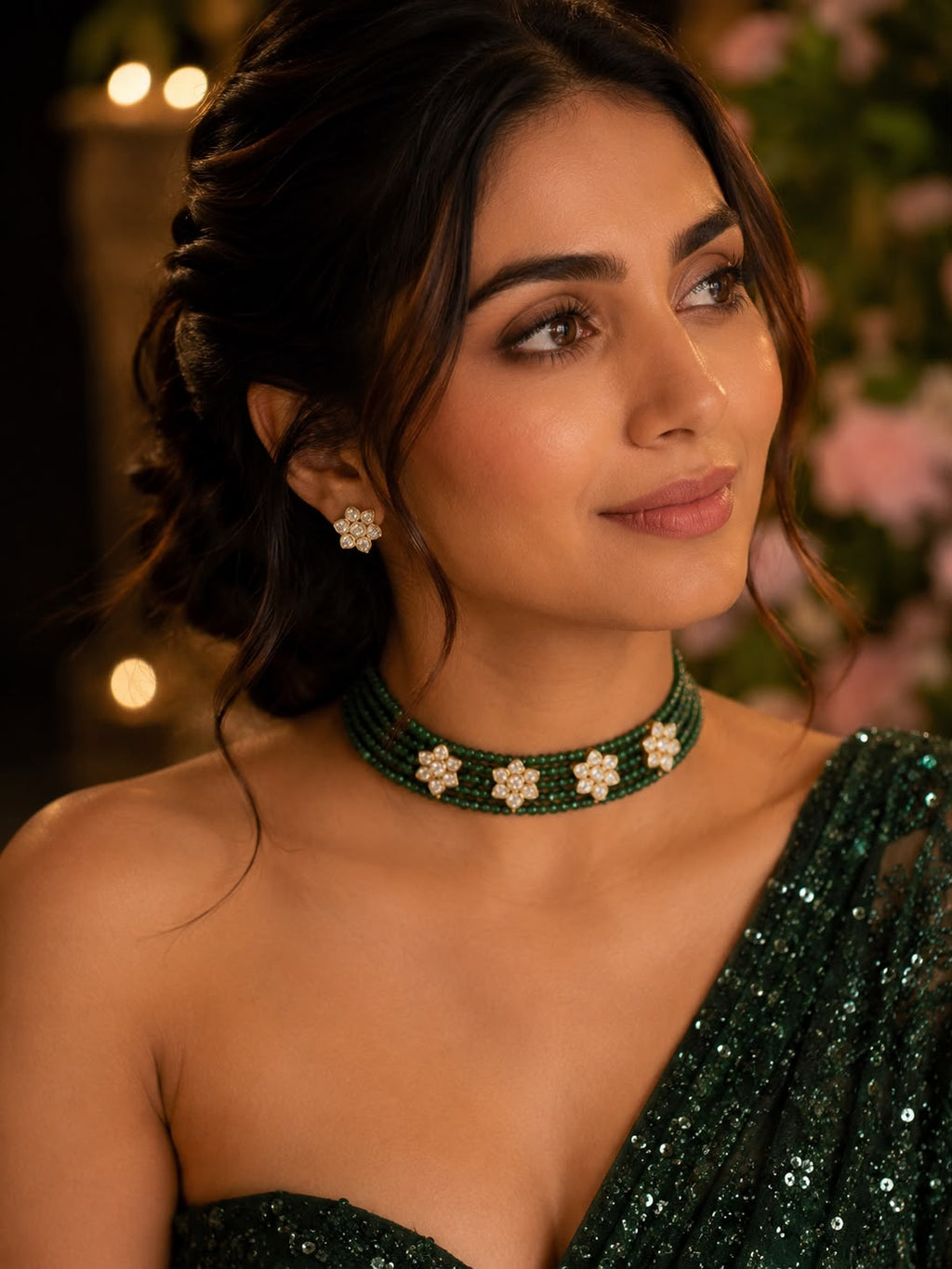 Emerald Bloom Choker Set
